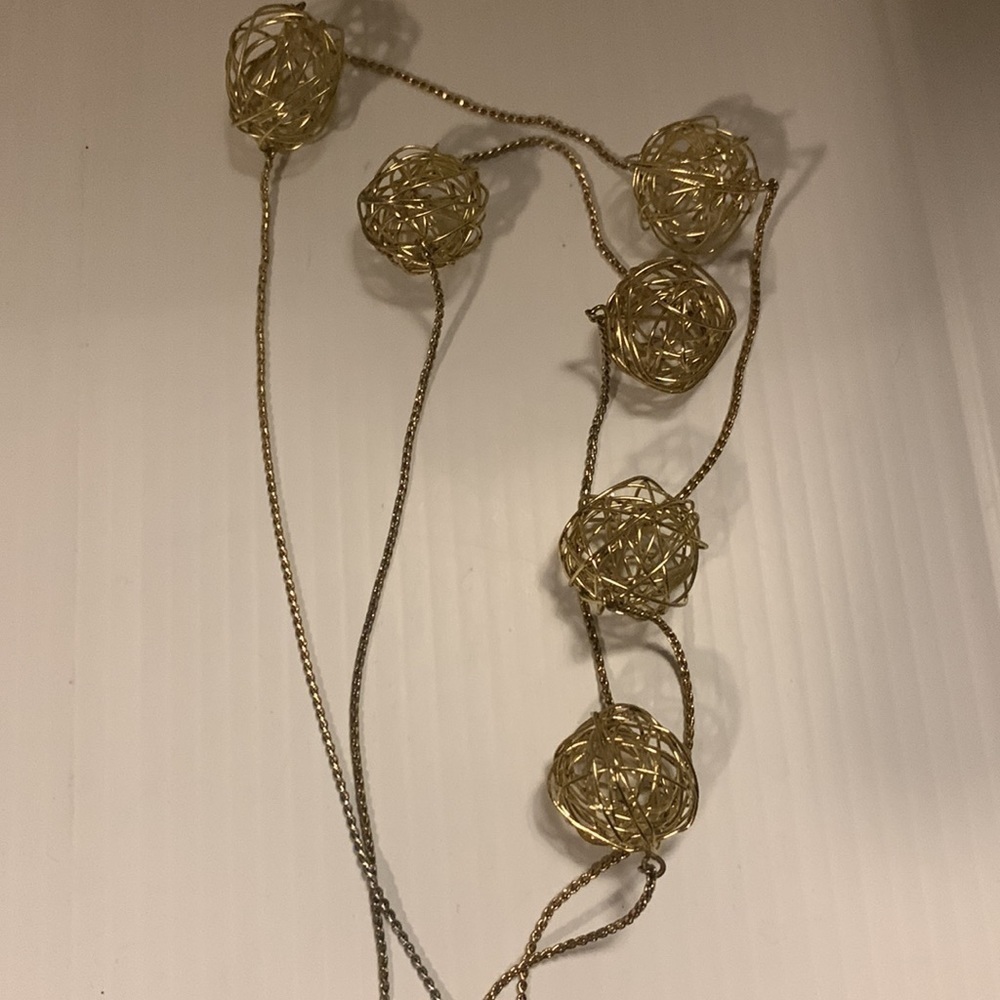 GOLD Tone Sphere Necklace 21”